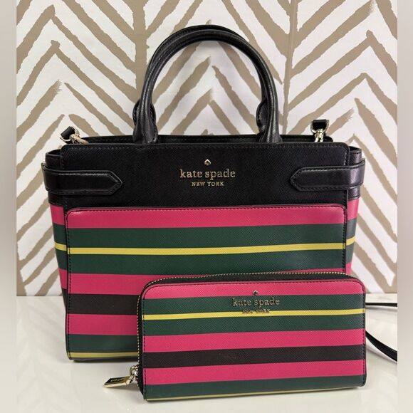 Kate Spade Medium Staci Wrapping Paper Bag w/Crossbody Strap & Wallet - Picture 1 of 15
